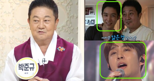 박준규와 아들 박종찬. 그는 MBN '보이스킹'에도 출연하는 등 뛰어난 노래 실력을 보유하고 있다.&nbsp;ⓒKBS, MBN, 온라인 커뮤니티&nbsp;