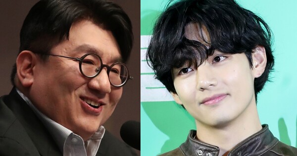 방시혁 의장이 이끄는 하이브가 자사 아티스트들의 건강 관리를 위해 회사 내 전문의료인이 상주하는 의원(헬스케어 센터)을 운영한다. 오른쪽 사진은 하이브 산하 그룹 방탄소년단 멤버 뷔. ⓒ뉴스1