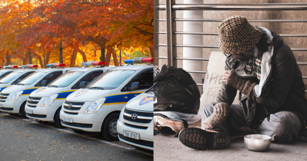 기사와 무관한 경찰, 노숙자 사진. ⓒ어도비 스톡