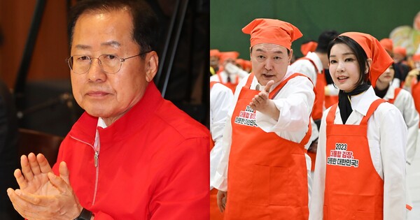 홍준표 대구시장(좌), 윤석열 대통령과 김건희 여사(우) ⓒ뉴스1&nbsp;