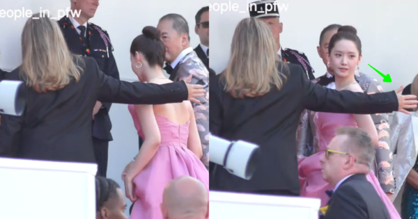윤아 포토타임 제지하는 경호원. ⓒ유튜브 채널 'People_in_pfw'