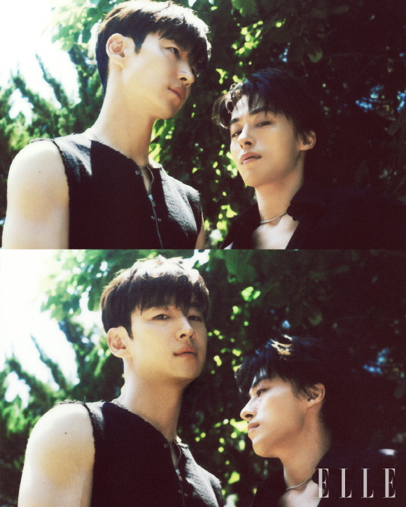 함께 화보 촬영한 구교환과 이제훈.&nbsp;ⓒ엘르 코리아&nbsp;