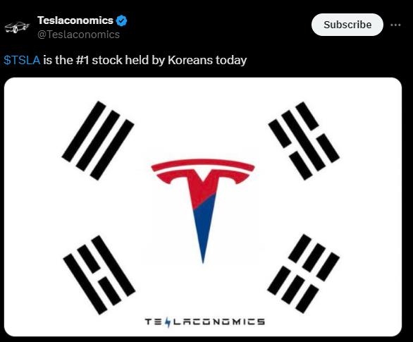 8일(현지시간) 테슬라코노믹스 X계정에 올라온 사진 ⓒ테슬라코노믹스 X계정&nbsp;