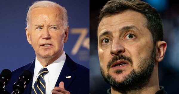 조 바이든 대통령(좌) 젤렌스키 우크라이나 대통령(우)&nbsp;