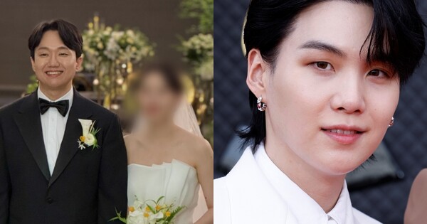 평론가 정민재 부부와 BTS 슈가 ⓒ뉴스1, 정민재 인스타그램 갈무리