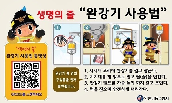 완강기 사용법. ⓒ인천남동소방서