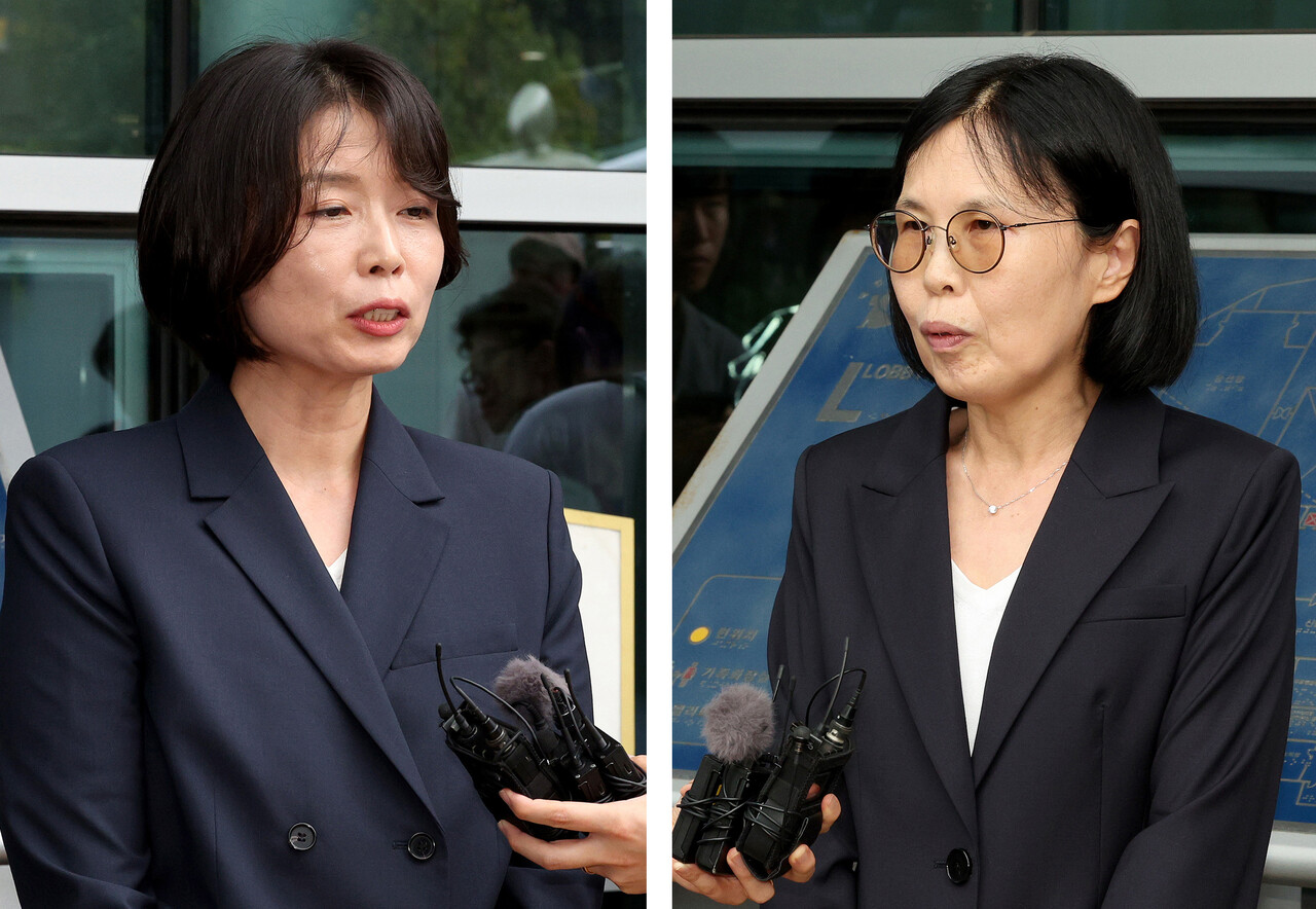 노소영 아트센터 나비 관장 측 김수정 변호사(왼쪽)와 김희영 티앤씨재단 이사장 측 배인구 변호사 ⓒ뉴스1