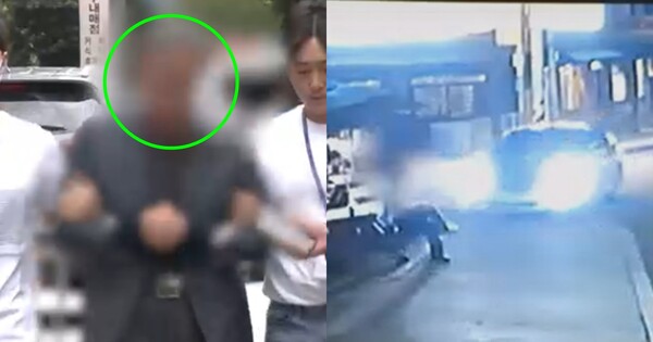 아이 셋을 홀로 키운 남성을 음주운전으로 친 전직 의사 신모씨(좌), 신모씨 음주운전 사고 현장(우). ⓒMBC 뉴스