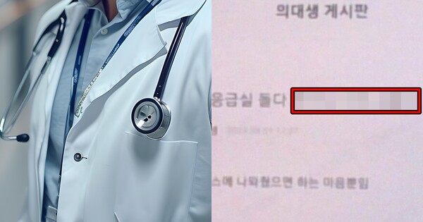 의사 자료사진(좌), 의사 온라인 커뮤니티 ‘메디스태프’에 올라온 패륜적 글(우). ⓒ픽사베이/온라인 커뮤니티 갈무리