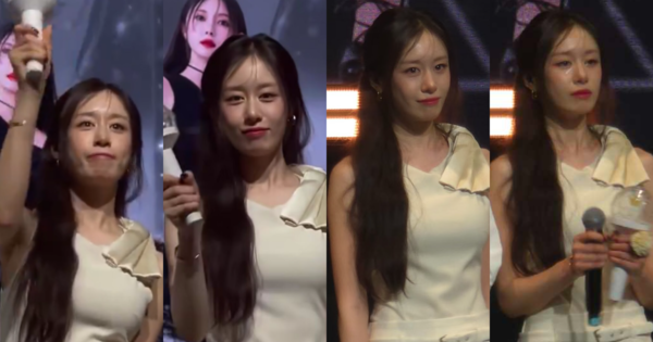 환하게 웃다 이내 눈물 훔치는 지연. ⓒ X(구 트위터)