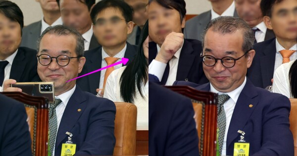국정감사 간 하니가 앞자리에서 셀카 찍자 보인 반응? ⓒ뉴스1