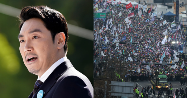 배우 조진웅/21일 서울 광화문 동십자각에서 열린 윤석열즉각퇴진·사회대개혁 비상행동 범국민촛불대행진에서 시민들이 명동으로 행진하고 있다. (202412.21)&nbsp;ⓒ청와대 페이스북/뉴스1