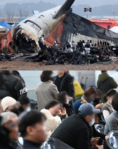 참사 현장, 슬픔에 빠진 유가족들. ⓒ뉴스1