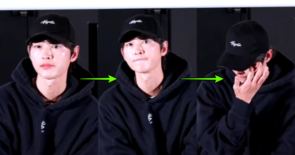 눈물 훔친 송중기. ⓒ유튜브 '스타이슈'