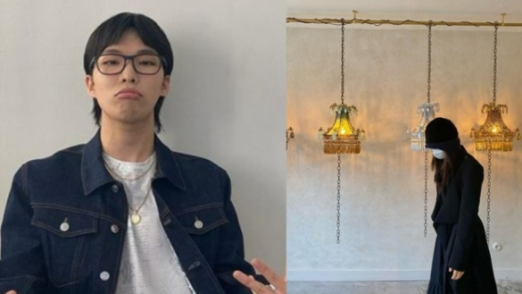 시차를 두고 같은 장소에서 사진을 찍은 뒤 인스타그램에 올린 이찬혁과 이새롬. ⓒSNS