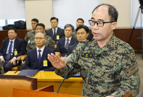 곽종근 전 육군 특수전사령관이 청문회에서 답변 중이다. ⓒ한겨레