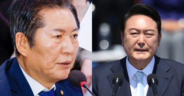 정청래 국회 측 탄핵소추단장(좌), 윤석열 대통령(우) ⓒ뉴스1