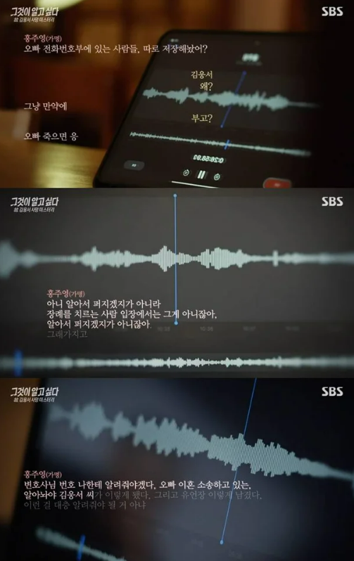 김웅서의 휴대폰에서 나온 녹취록. ⓒSBS