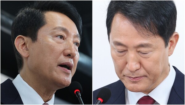 오세훈 서울시장이 12일 오전 서울 여의도 국민의힘 당사에서 가진 긴급 기자회견에서 대선 불출마 선언을 하고 있다.&nbsp;ⓒ뉴스1&nbsp;