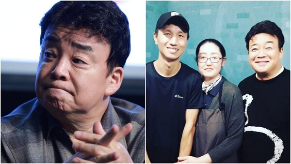 백종원 더본코리아 대표(왼), 돈가스 전문점 '연돈' 사장 김응서, 김소연 씨 부부와 백종원(오).&nbsp;ⓒ뉴스1, 김응서 씨 인스타그램&nbsp;