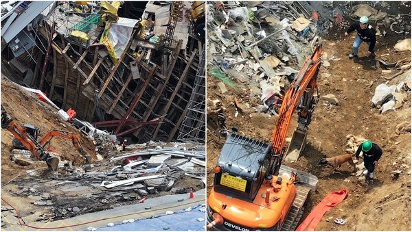 경기 광명시 양신안산선 공사 현장이 붕괴된 모습.&nbsp;ⓒ뉴스1&nbsp;