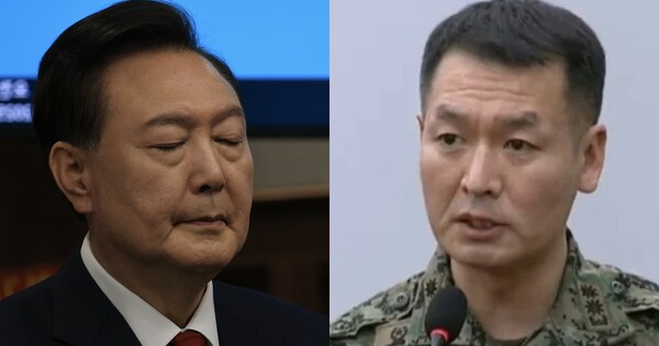 윤석열(좌), 김형기 대대장(우). ⓒ뉴스1,&nbsp;국회방송