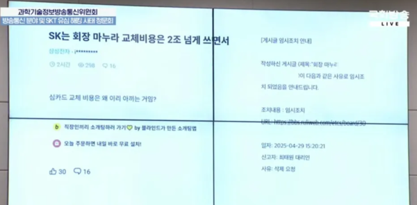 누리꾼의 비판. ⓒ국회방송 유튜브