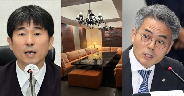 지귀연 서울중앙지법 부장판사(좌), 유흥주점(중앙),&nbsp;김기표 더불어민주당 의원(우). ⓒ뉴스1, JTBC