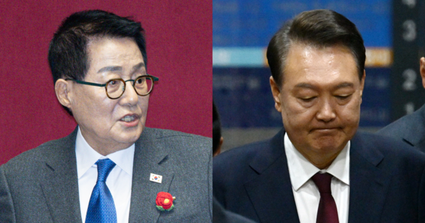 ​윤석열 전 대통령, 박지원 더불어민주당 국회의원. ⓒ뉴스1