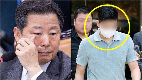 이철규 국민의힘 의원(왼),&nbsp; 합성대마 투약 혐의 등으로 구속기소 된 이 의원의 아들 이모 씨(오).&nbsp;ⓒ뉴스1&nbsp;