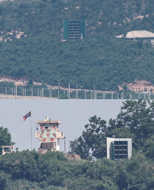 확성기 공방 중단. ⓒ뉴스1&nbsp;