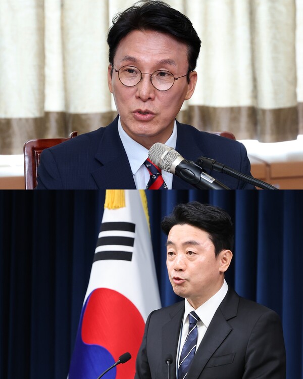 김민석 국무총리 후보자(상),&nbsp;강훈식 대통령 비서실장(하). ⓒ뉴스1