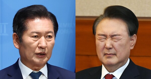 정청래 더불어민주당 의원(좌), 윤석열 전 대통령(우). ⓒ뉴스1