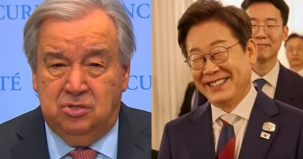 안토니우 구테흐스 유엔 사무총장과 이재명 대통령 ⓒ안토니우 구테흐스 유엔 사무총장 인스타그램, 대통령실 제공&nbsp;