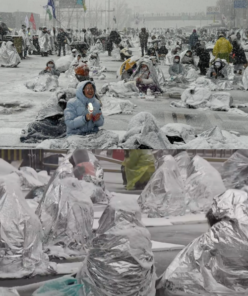 눈이 오나 비가 오나 시위하던 국민들. ⓒ정혜경 진보당 의원실 제공/MBC