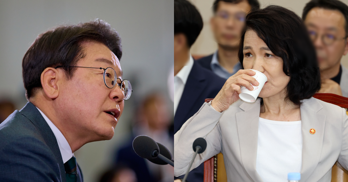 이재명 대통령과 이진숙 방송통신위원장. ⓒ뉴스1