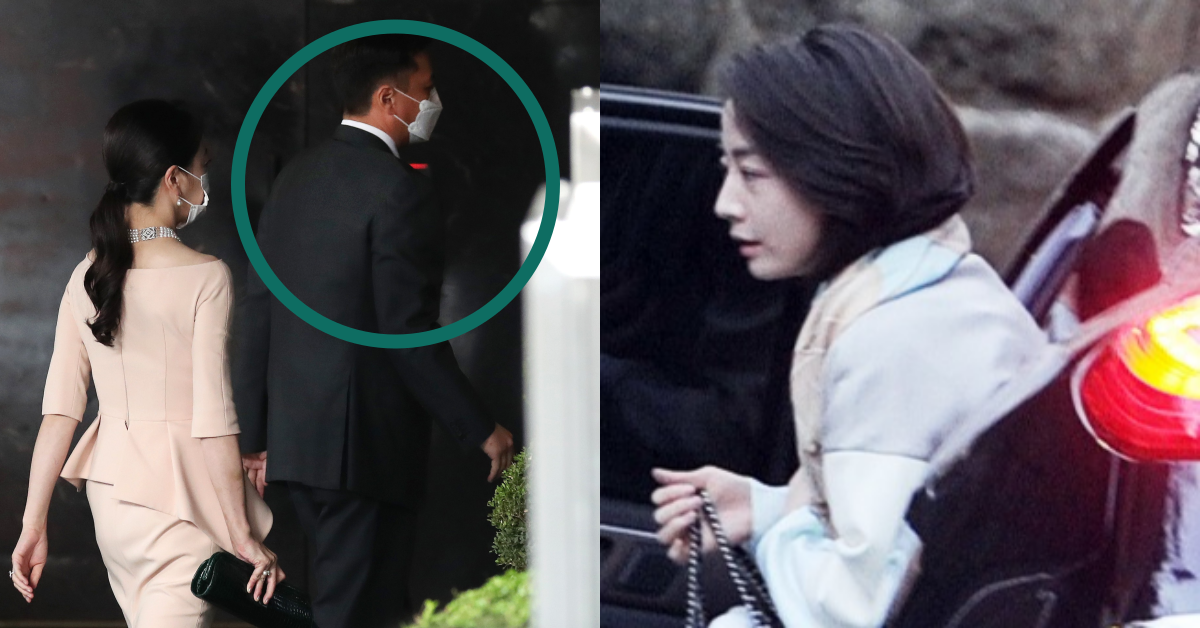 정기선 부사장 결혼식에 참석한 노현정·정대선 부부와 차에서 내리는 노현정. ⓒ뉴스1