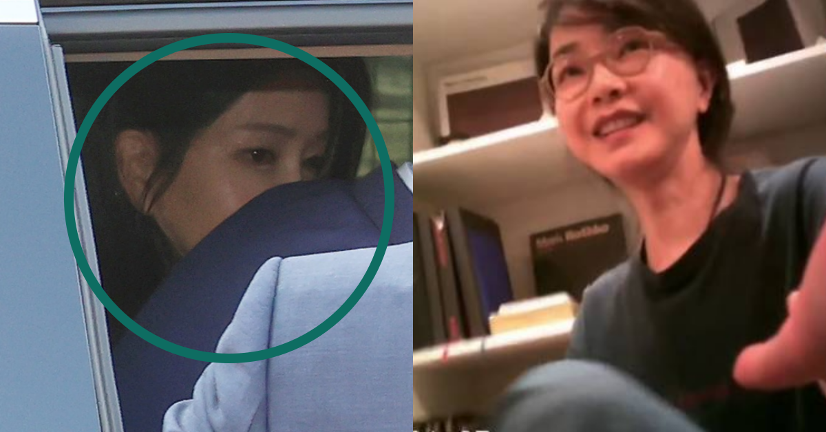 관저를 떠나는 김건희 / 이명수 기자의 손금을 봐주는 김건희. ⓒ뉴스1 / 유튜브 채널 ‘서울의소리 VoiceOfSeoul’