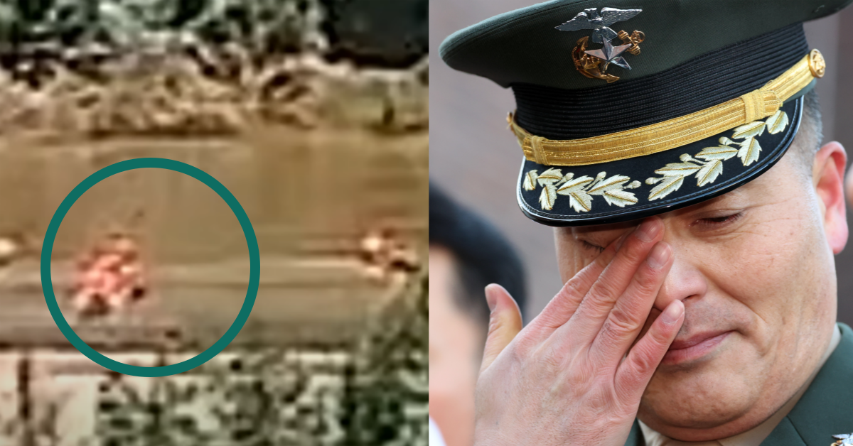 채상병 순직 사건 당시 CCTV / 눈물을 훔치는 박정훈 대령. ⓒMBC ‘뉴스데스크’ / 뉴스1