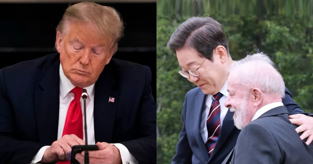 트럼프 대통령과 이재명 대통령, 룰라 대통령. ⓒ트럼프 인스타그램 / 한겨레