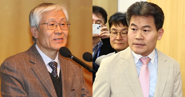 조갑제 조갑제닷컴 대표(좌), 전한길(우). ⓒ뉴스1