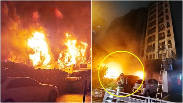 광명 소하동 아파트 화재 현장.&nbsp;ⓒ경기도소방재난본부 제공