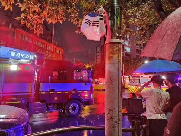 광명 소하동 아파트 화재 현장.&nbsp;ⓒ경기도소방재난본부 제공