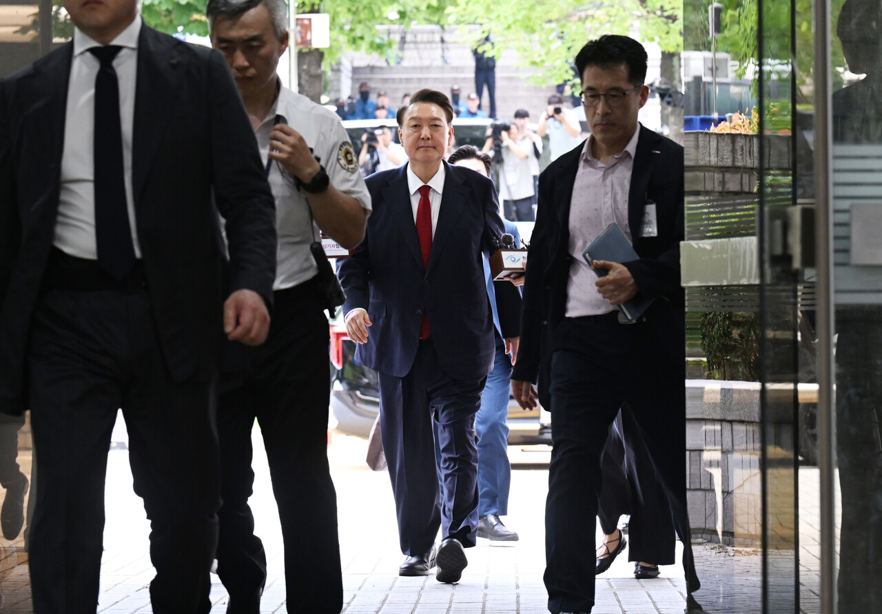 영장심사 출석 당시 윤석열.&nbsp;ⓒ뉴스1