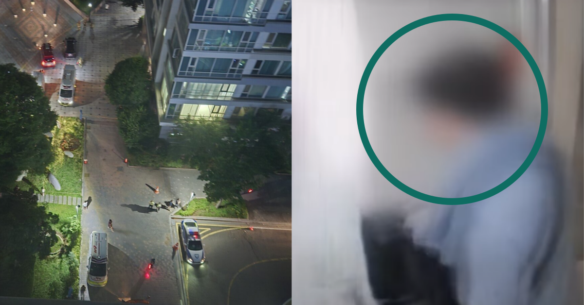 60대 남성에 의해 총기 사고가 발생한 송도 아파트. ⓒ온라인 커뮤니티 / 유튜브 채널 ‘YTN’