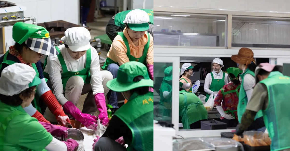 봉사활동에 나선 김혜경 여사. ⓒ대통령실