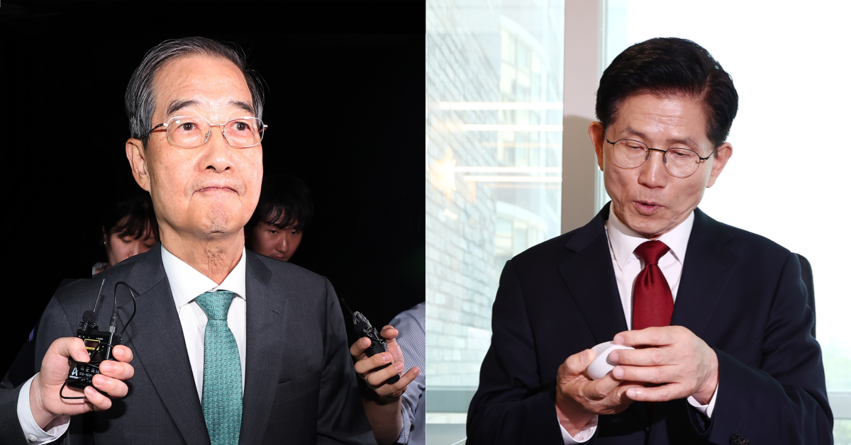 한덕수와 김문수. ⓒ뉴스1