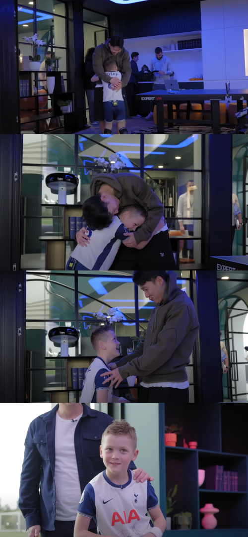 손흥민과 라일리의 즐거운 시간. ⓒ유튜브 채널 'Tottenham Hotspur'