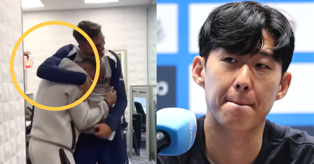 포로와 팔리냐 뒤로 보이는 손흥민 판넬. ⓒ유튜브 채널 ‘Tottenham Hotspur’ / 뉴스1