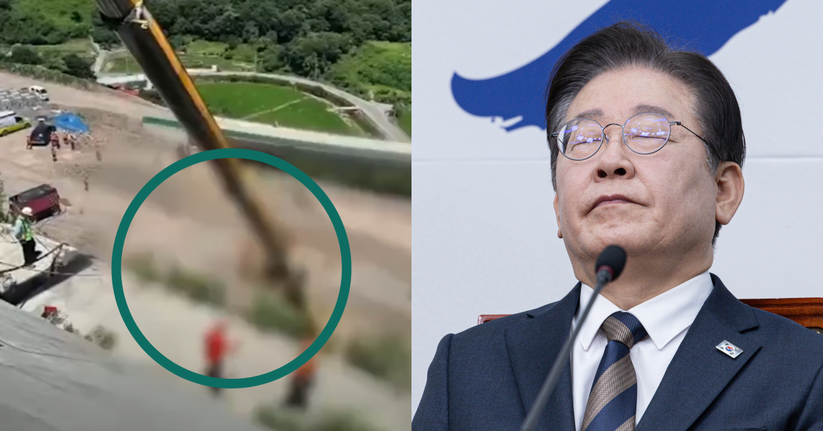 (좌)포스코이앤씨 사고 현장, (우)이재명 대통령. ⓒ유튜브 채널 ‘엠뉴 | MBC경남 NEWS’ / 뉴스1